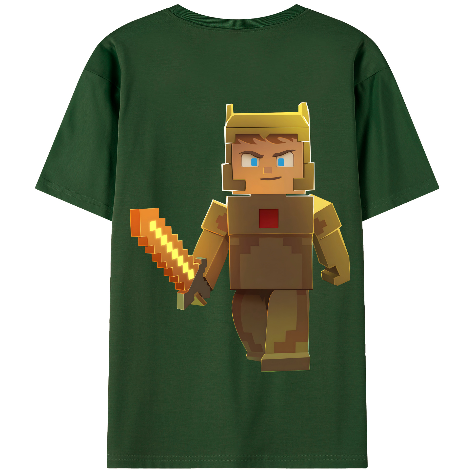 （画像用） マインクラフト ブロックの世界 Minecraft MC Block world 綿100％半袖Tシャツ（背面プリント）